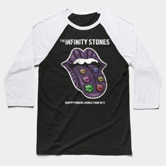 "SNAPPY FINGERS TOUR" Baseball T-Shirt by joeyjamesartworx